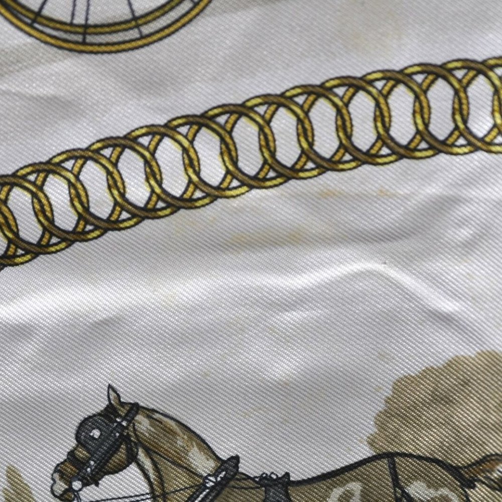 Authentic HERMES Carre 90 Scarf "LA PROMENADE DE LONGCHAMPS" Silk Blue - Picture 10 of 12